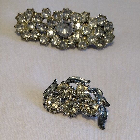 Two Vintage Rhinestone Brooch Pin - Picture 3 of 13